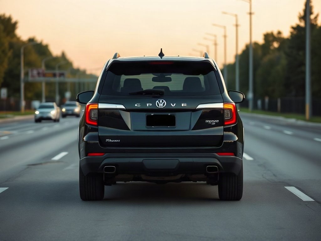 A black luxury SUV parked at the Toronto airport terminal kerb with luggage ready.